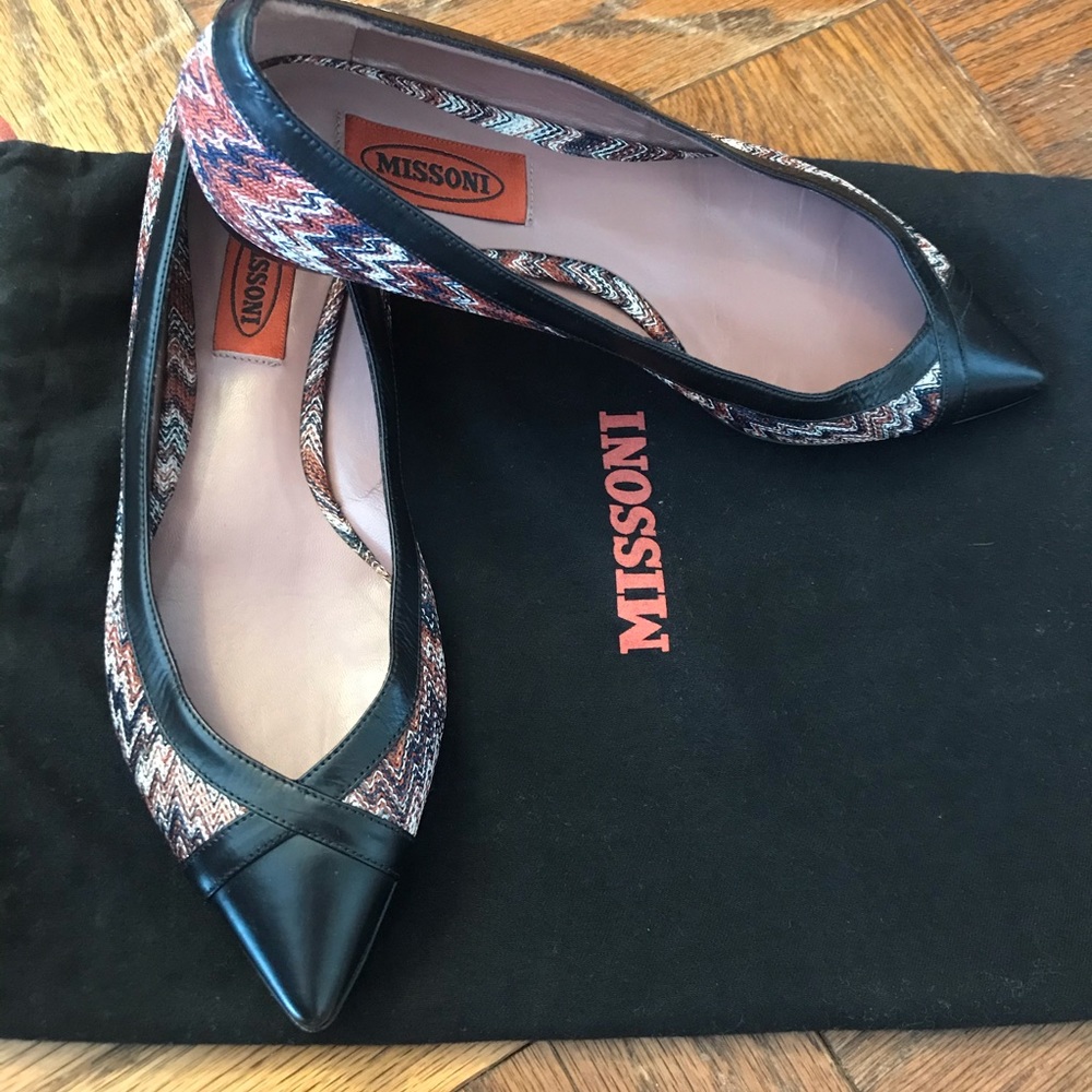 Missoni Multi Color Chevron Print Pointed Toe Flat - image 2